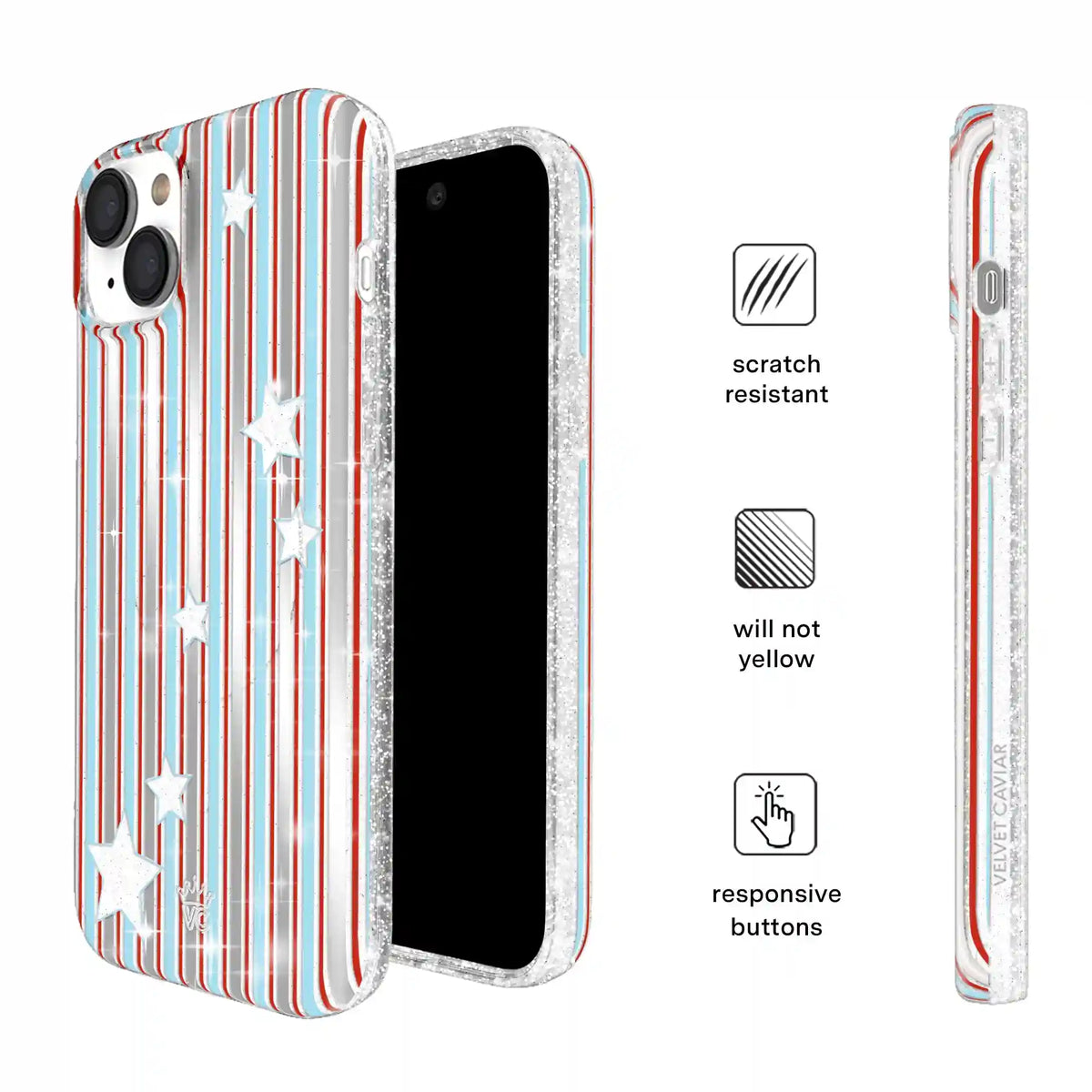 Stars & Stripes Glitter iPhone Case