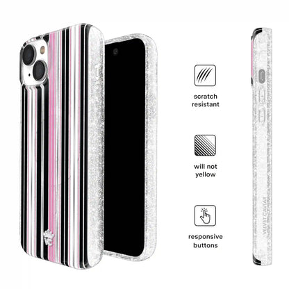 Pretty Punk Stripes Glitter iPhone Case