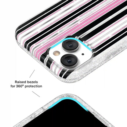 Pretty Punk Stripes Glitter iPhone Case