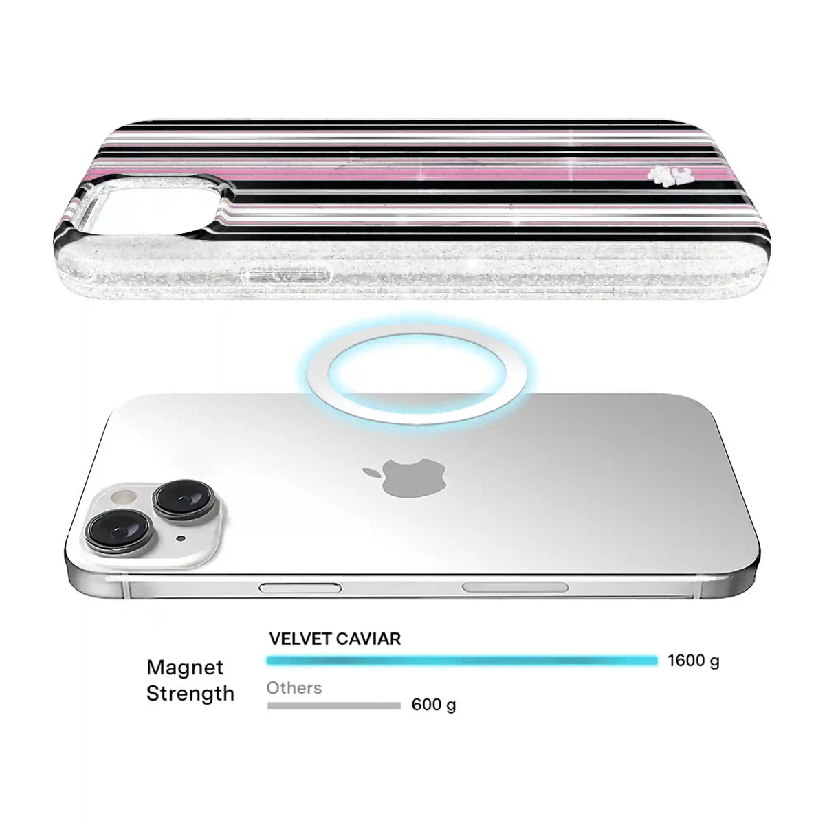 Pretty Punk Stripes Glitter iPhone Case