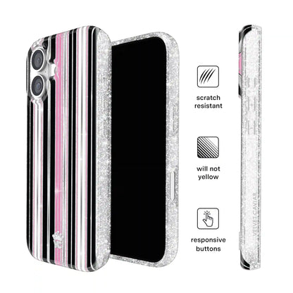 Pretty Punk Stripes Glitter iPhone Case