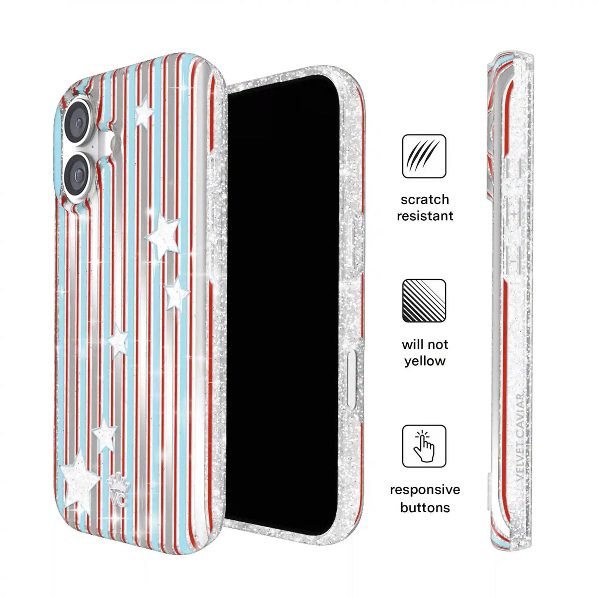 Stars & Stripes Glitter iPhone Case
