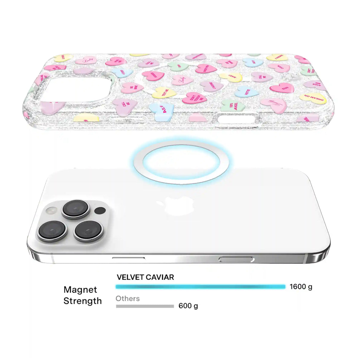 Sweet Hearts Glitter iPhone Case