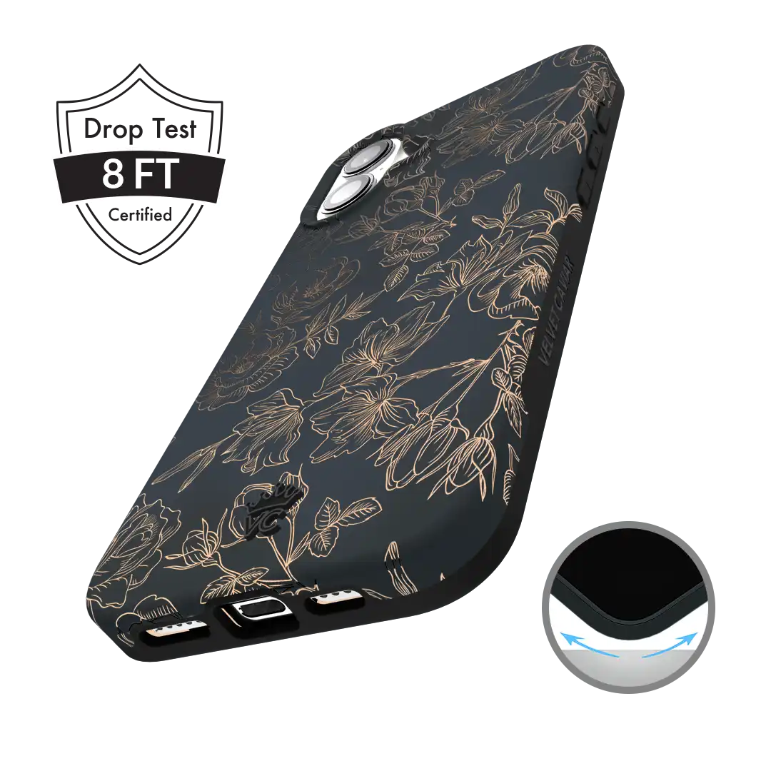 Floral Rose Gold Chrome iPhone Case