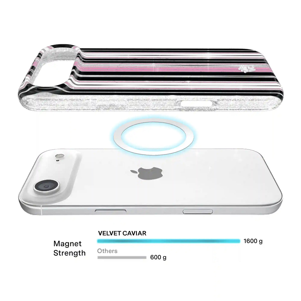 Pretty Punk Stripes Glitter iPhone Case