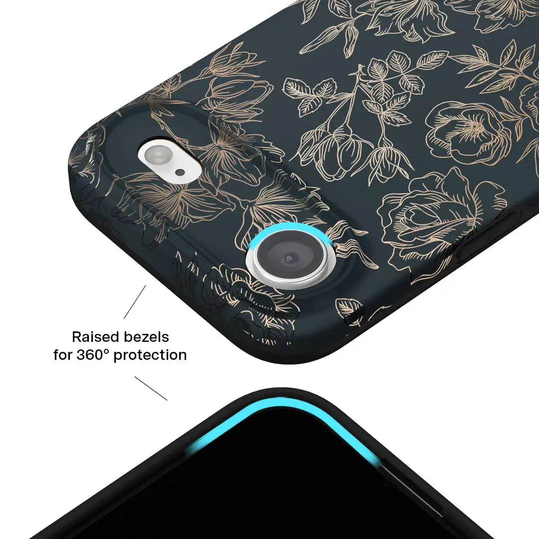 Floral Rose Gold Chrome iPhone Case