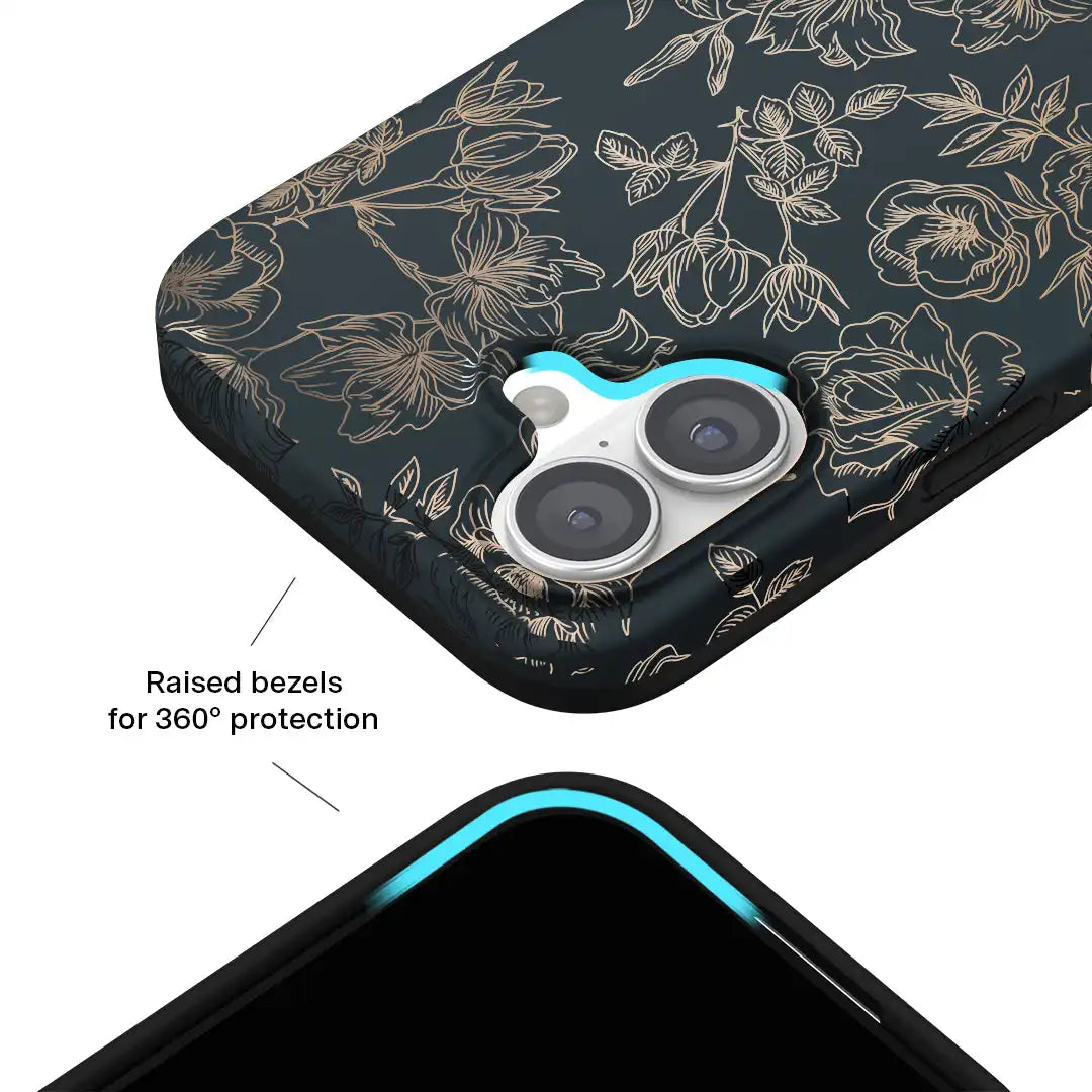 Floral Rose Gold Chrome iPhone Case
