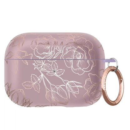 Dusty Rose Chrome Floral AirPods Case
