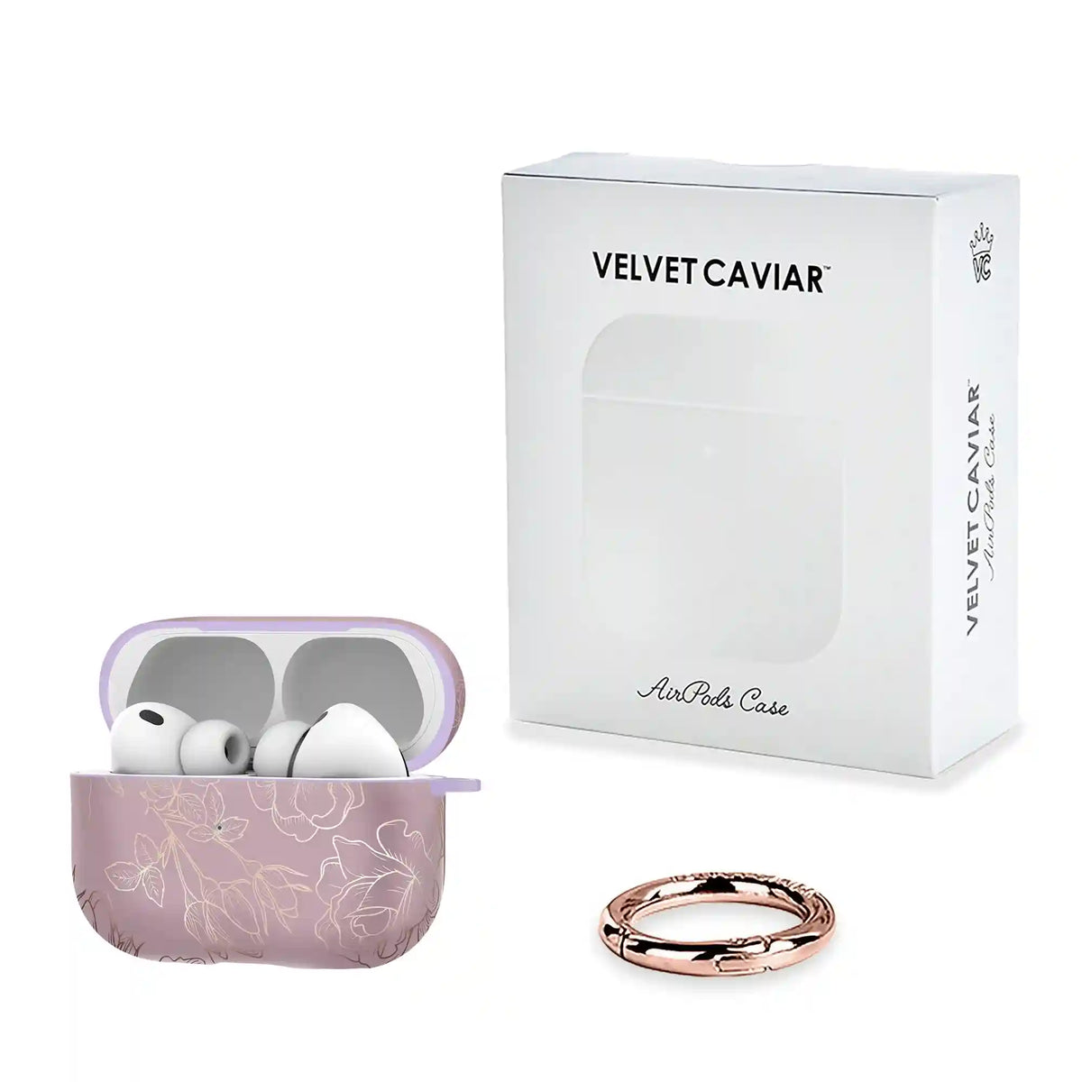 Dusty Rose Chrome Floral AirPods Case