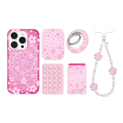 Cherry Blossom Glitter iPhone Bundle Set