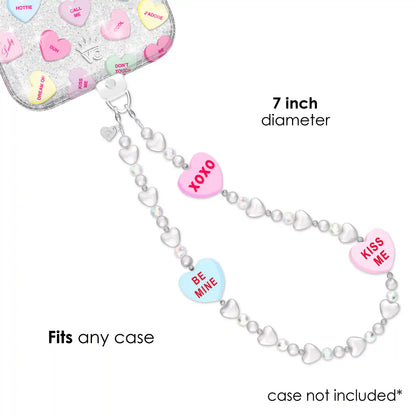 Sweet Hearts Pearl Chain Phone Charm