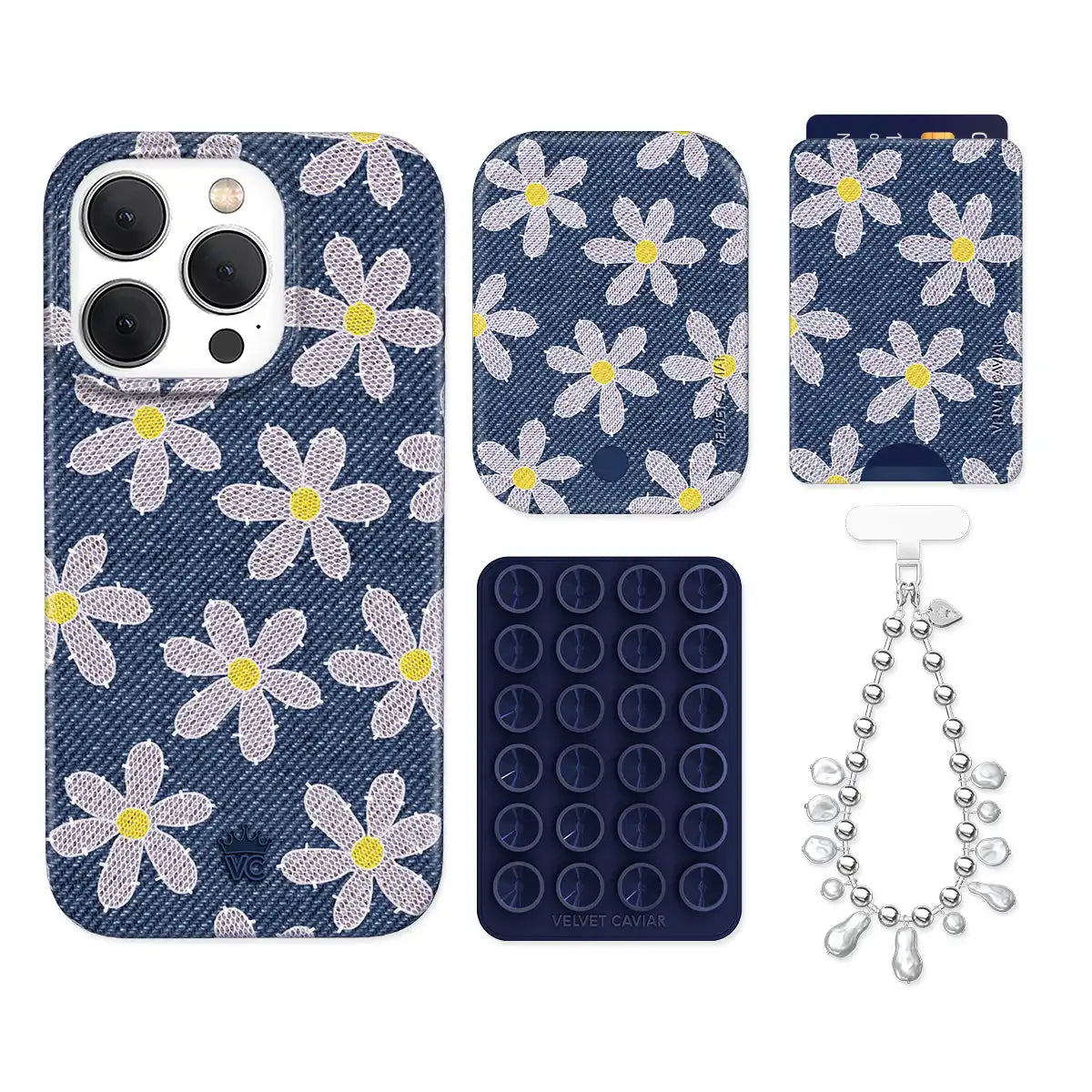 Denim Daisy iPhone Bundle Set - Wallet
