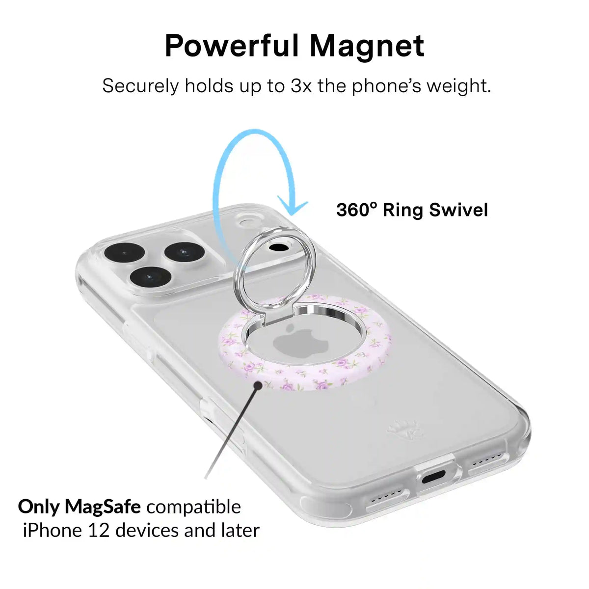 Dainty Lilac Floral MagSafe Grip Ring