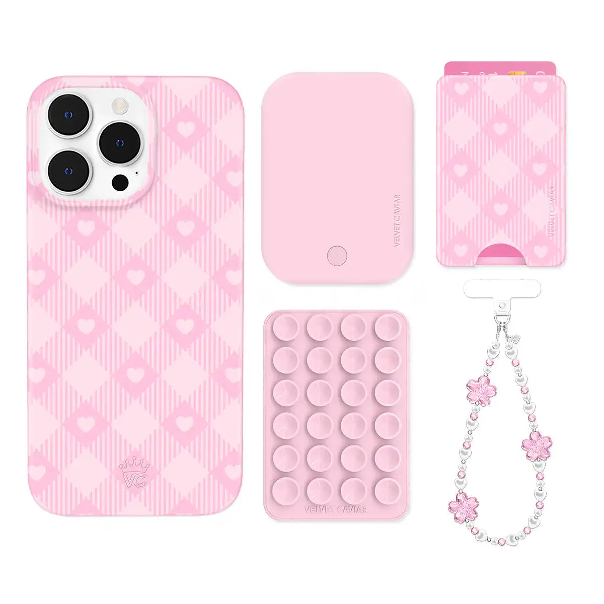 Dolly Pink Gingham iPhone Bundle Set - Wallet