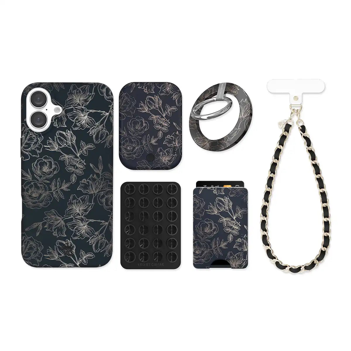 Floral Rose Gold Chrome iPhone Bundle Set
