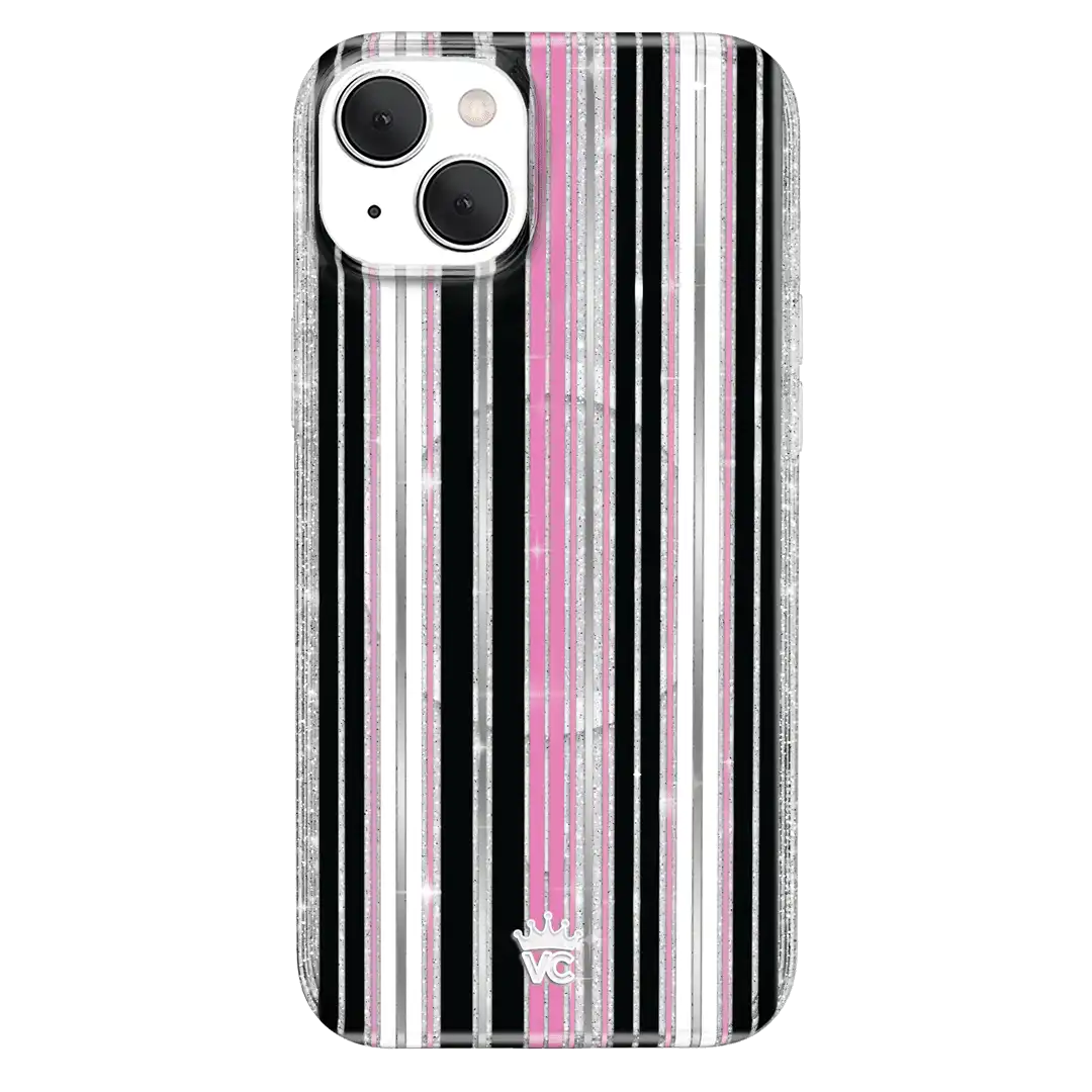 Pretty Punk Stripes Glitter iPhone Case