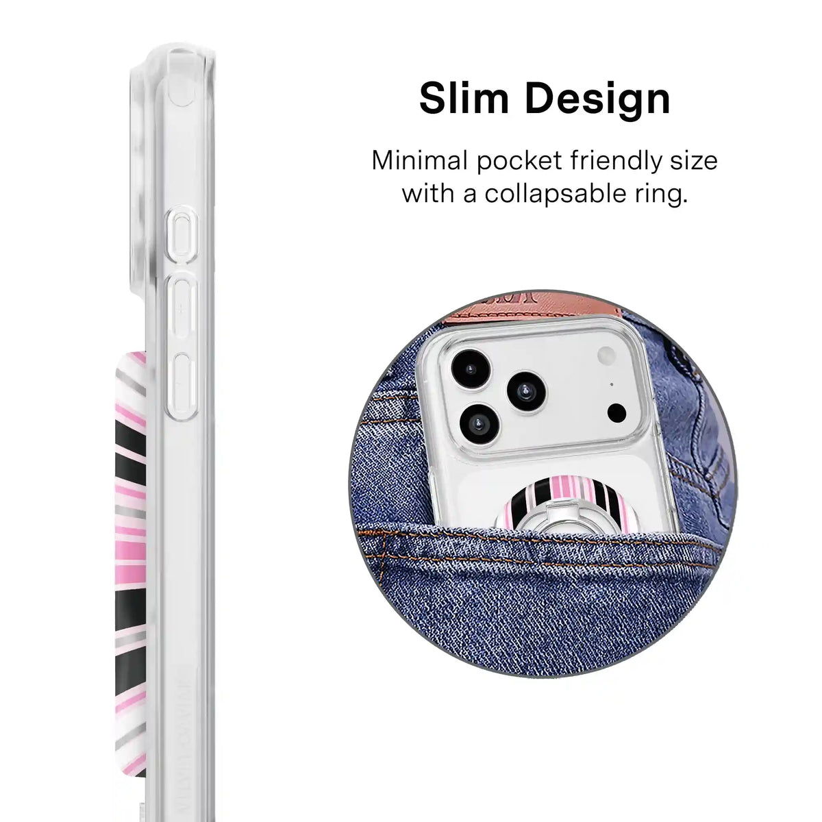 Pretty Punk Stripes Glitter MagSafe Grip Ring
