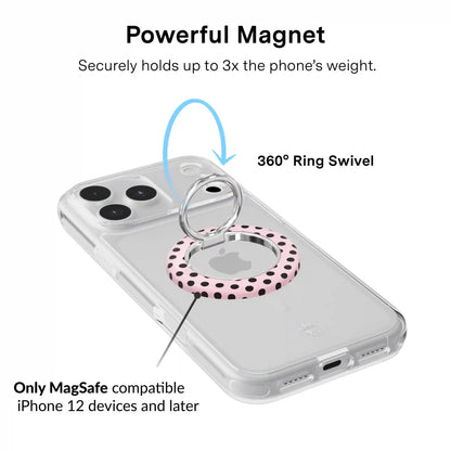 Princess Pink Polka Dot MagSafe Grip Ring