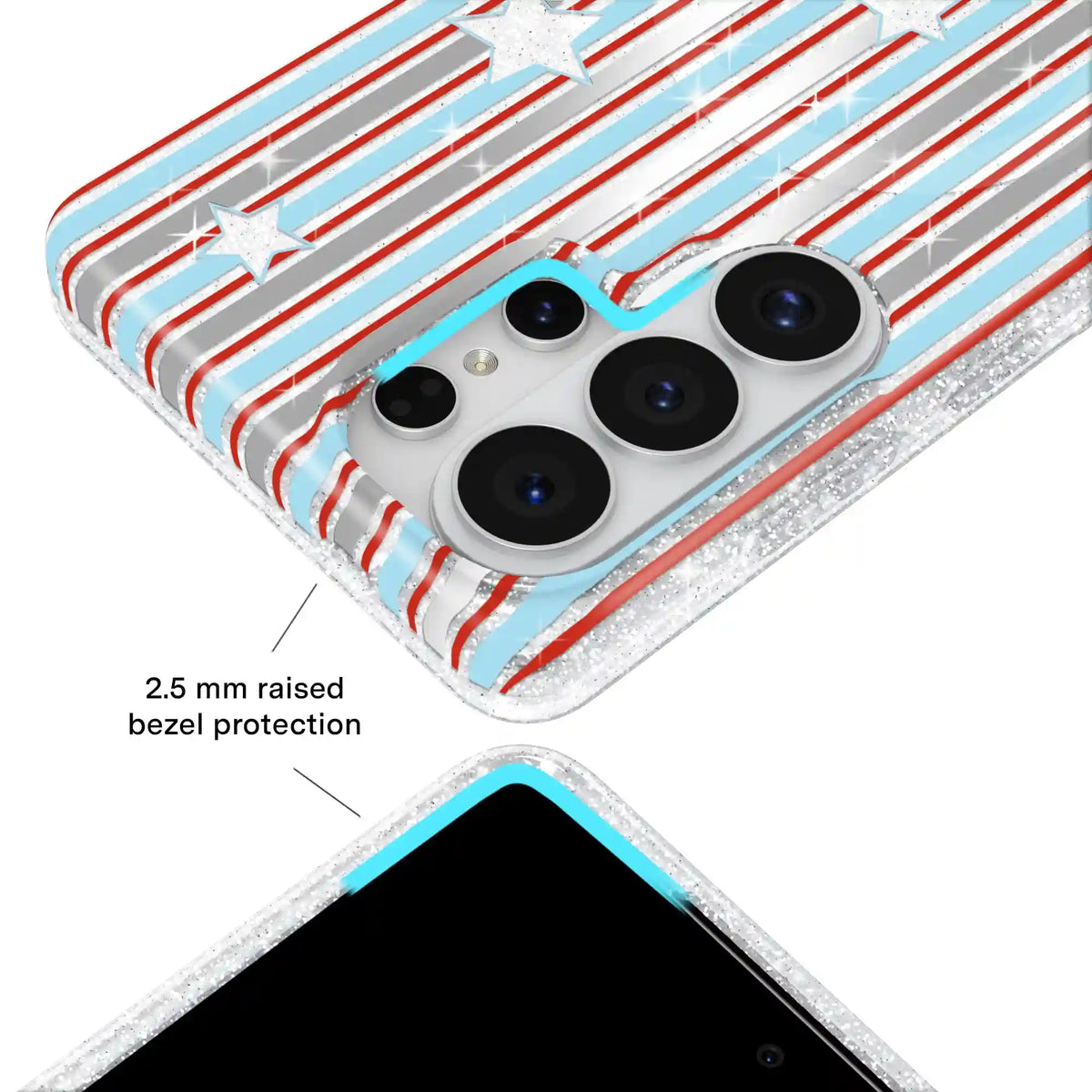 Stars & Stripes Glitter Samsung Case