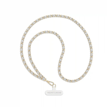 Silver Leather Chain Phone Crossbody Strap