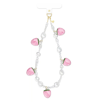 Strawberry Pearl Chain Phone Charm