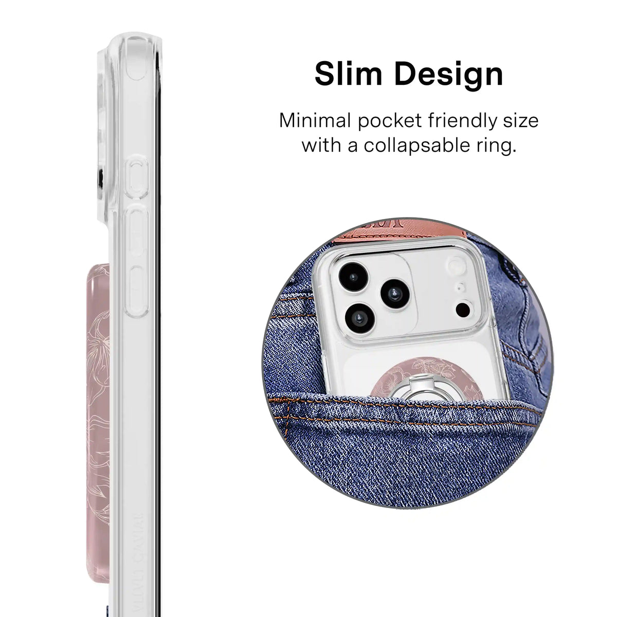 Dusty Floral Chrome MagSafe Grip Ring