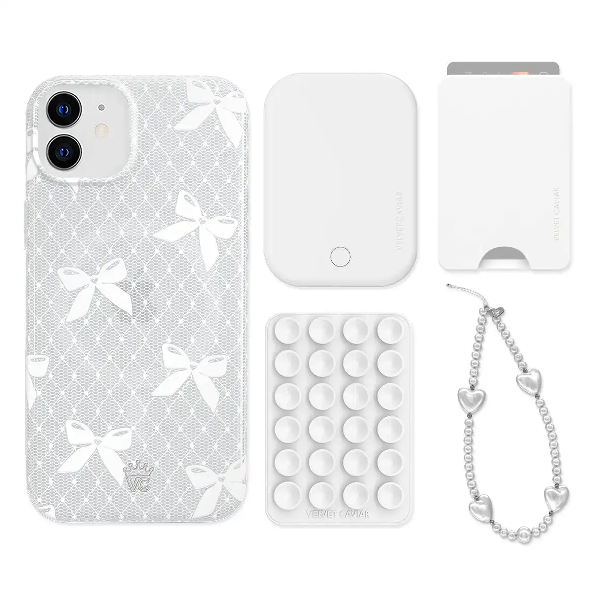 Vintage Lace Bows iPhone Bundle Set - Wallet