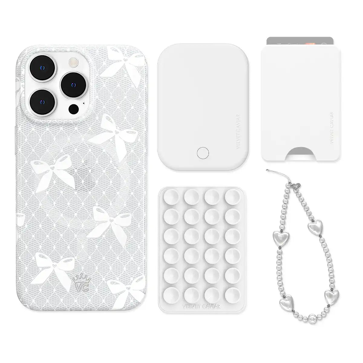 Vintage Lace Bows iPhone Bundle Set - Wallet