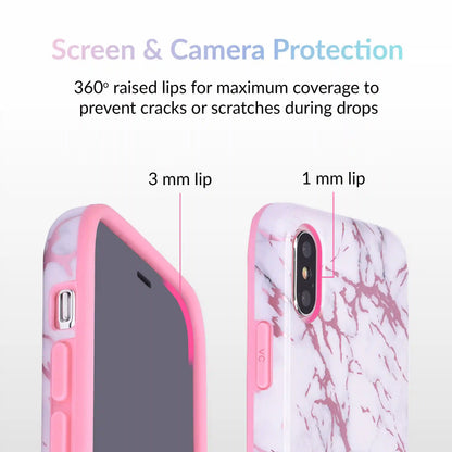 White Marble Pink Chrome iPhone Case