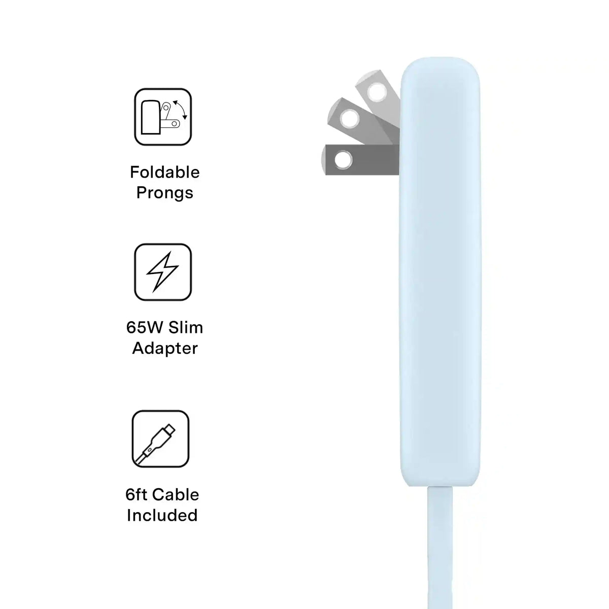Whisper Blue Fast Charging Set, Dual Port Wall Adapter + 6ft USB-C Cable