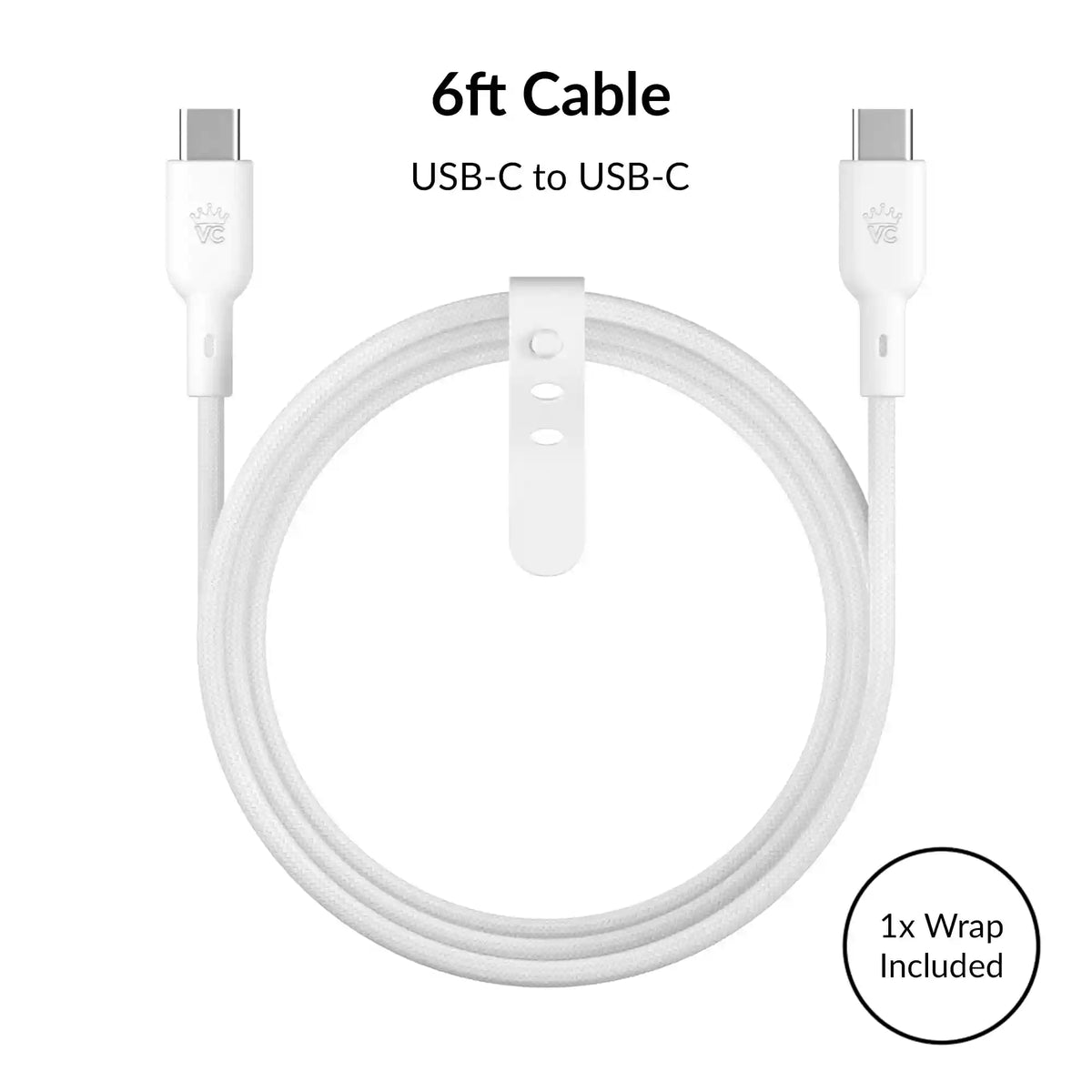 White Fast Charging Set, Dual Port Wall Adapter + 6ft USB-C Cable