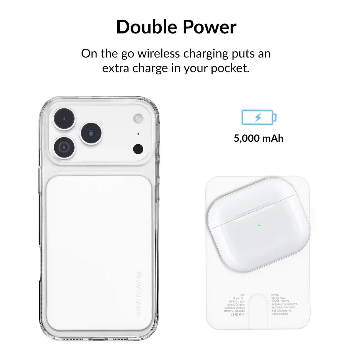 White Slim Portable MagSafe Charger Power Pack