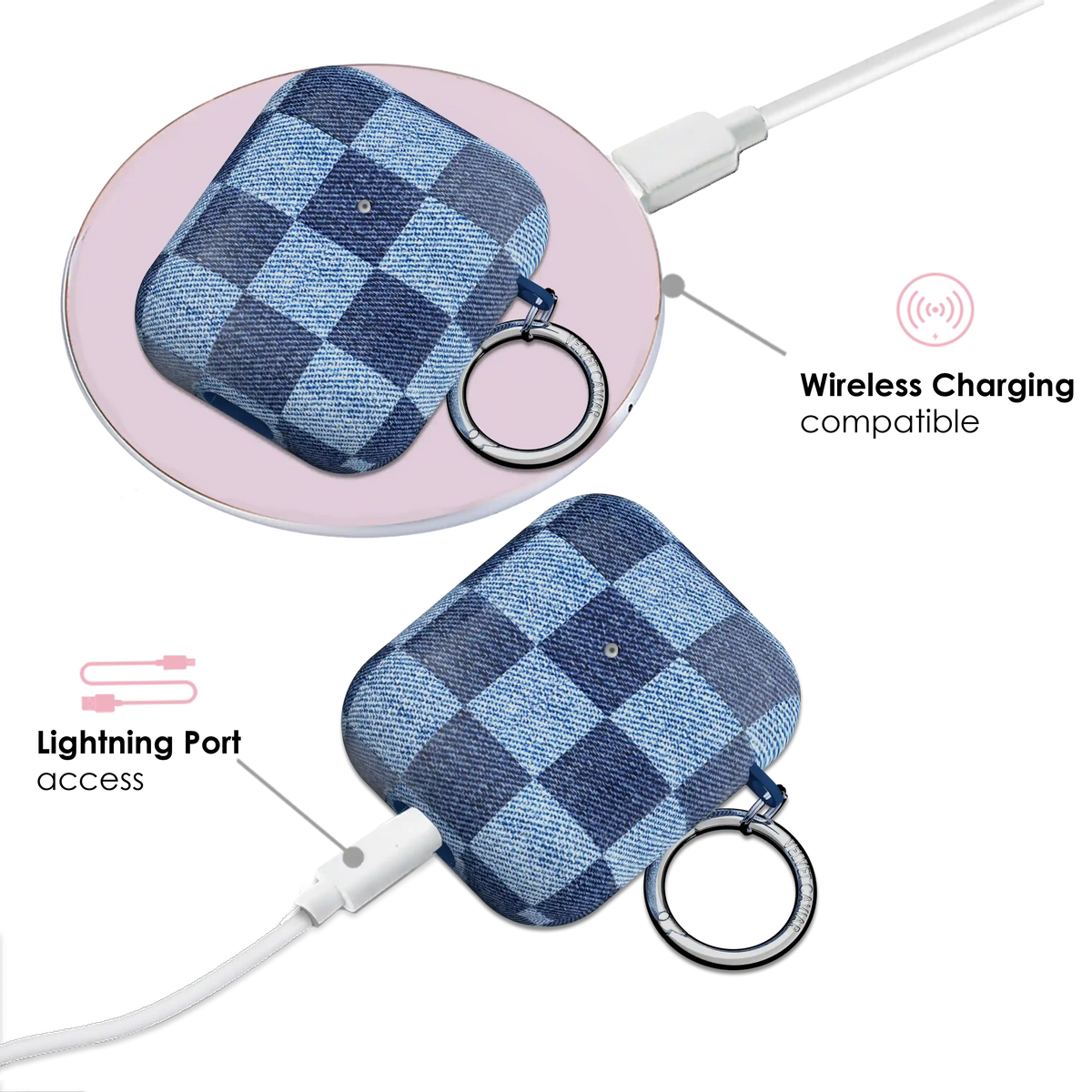 Denim Vibe Checkered AirPod Case