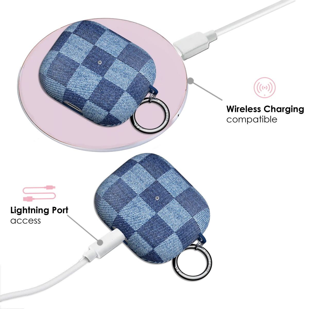Denim Vibe Checkered AirPod Case