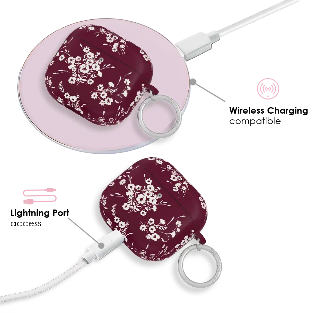 French Burgundy Floral AirPod Case