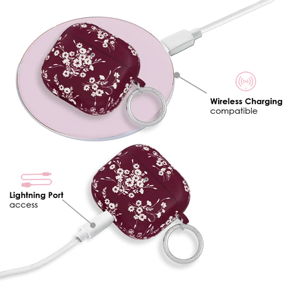 French Burgundy Floral AirPod Case