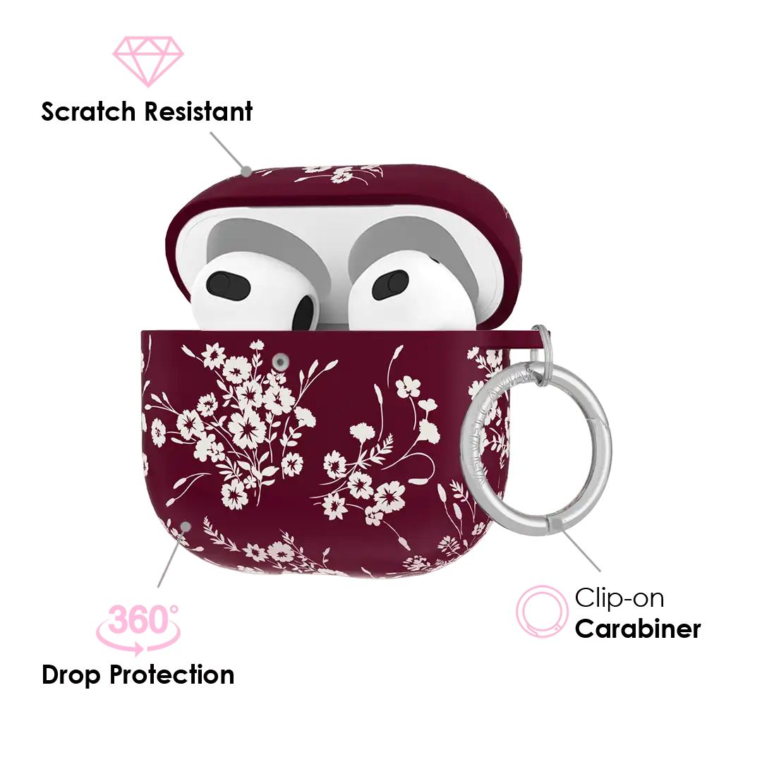 French Burgundy Floral AirPod Case