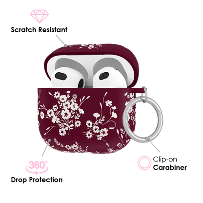 French Burgundy Floral AirPod Case