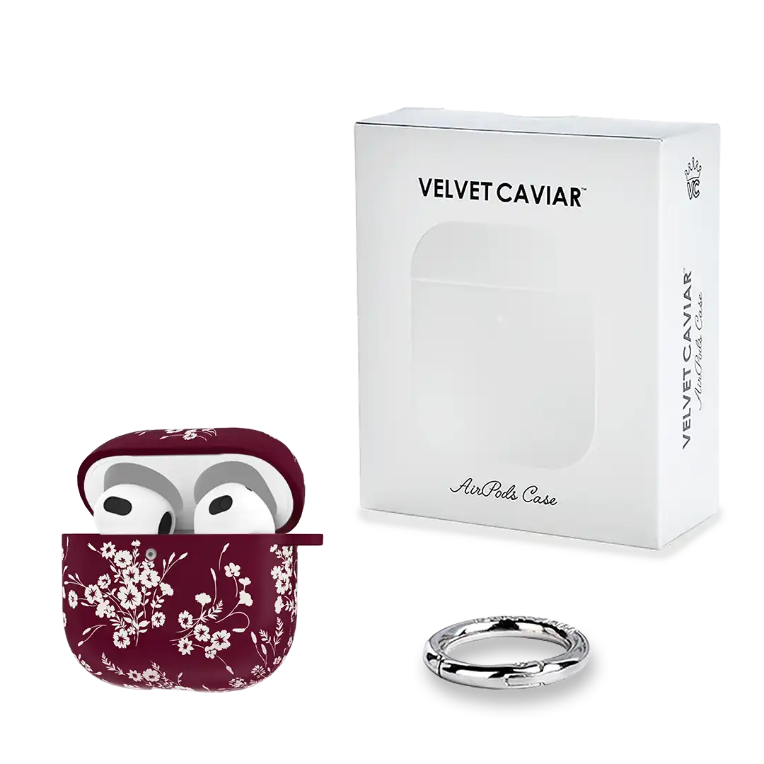 French Burgundy Floral AirPod Case