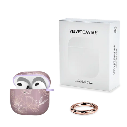 Dusty Rose Chrome Floral AirPods Case
