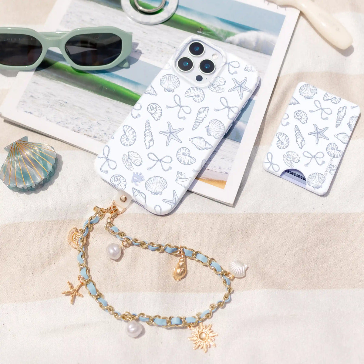 Coastal Princess Leather Chain Phone Charm