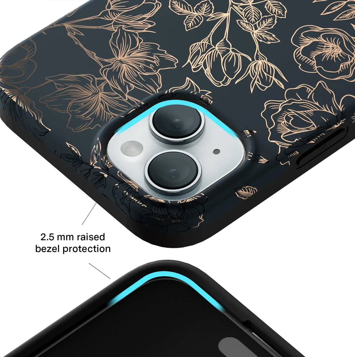 Floral Rose Gold Chrome iPhone Case