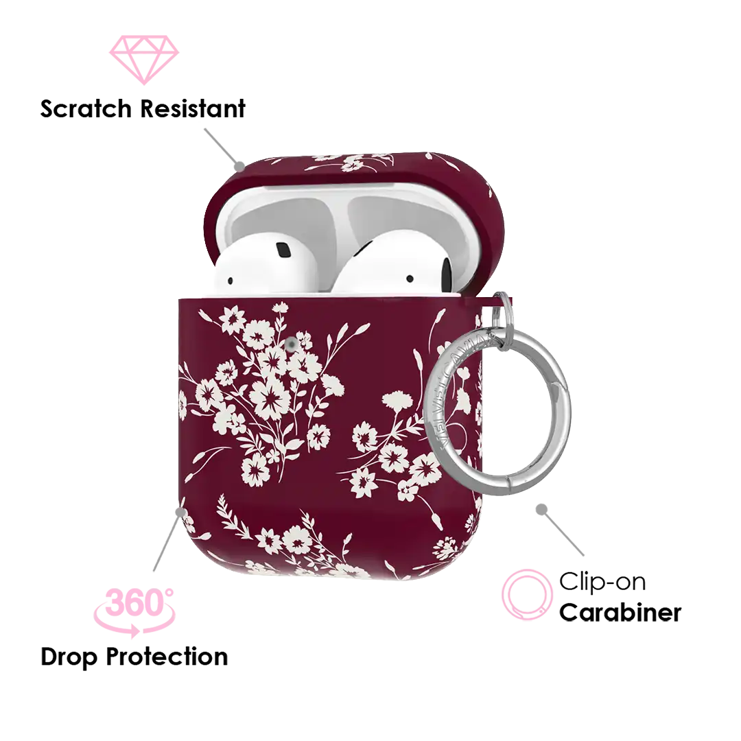 French Burgundy Floral AirPod Case