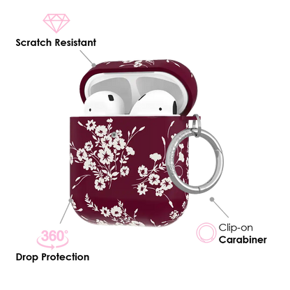 French Burgundy Floral AirPod Case