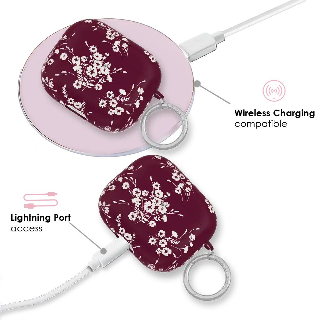French Burgundy Floral AirPod Case