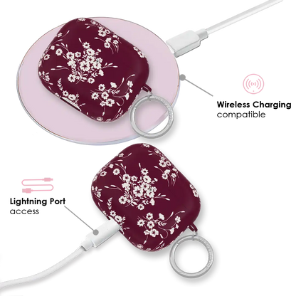French Burgundy Floral AirPod Case