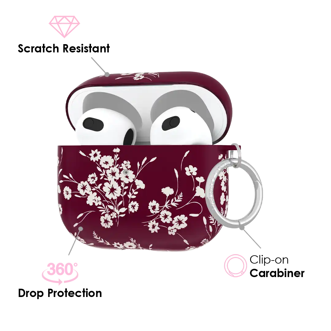 French Burgundy Floral AirPod Case