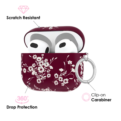 French Burgundy Floral AirPod Case