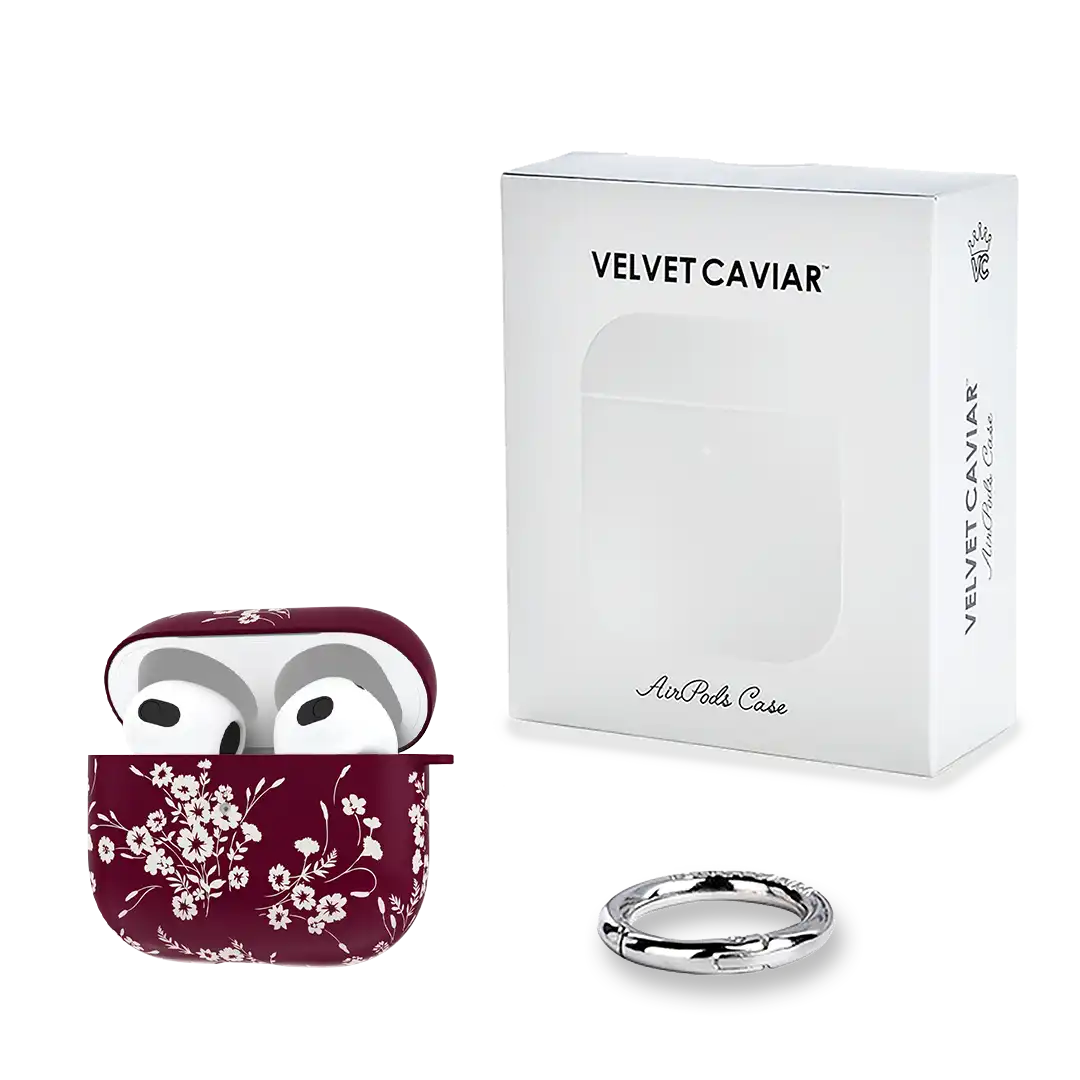 French Burgundy Floral AirPod Case