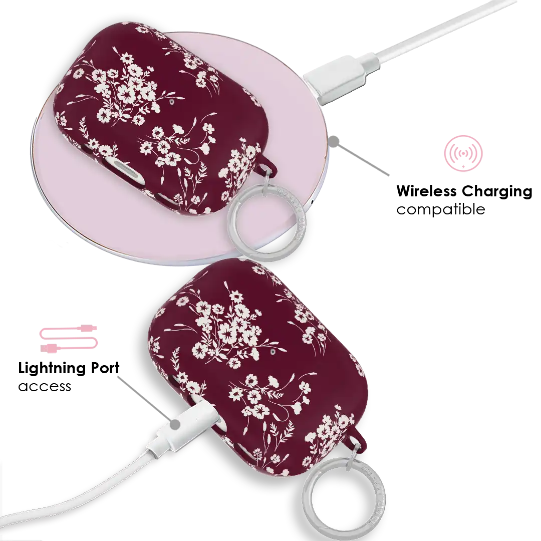 French Burgundy Floral AirPod Case